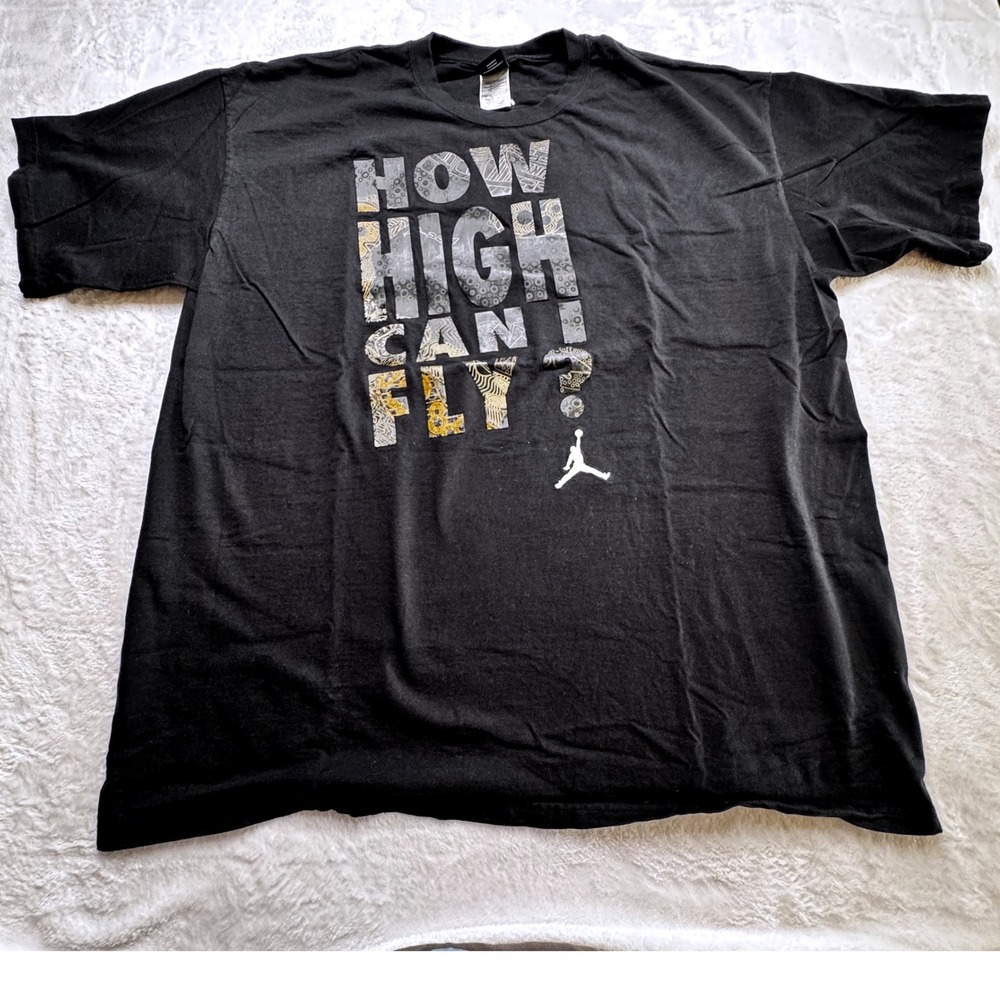 Jordan Mens 3XL 2009 RARE How High Can I Fly Graphic T Shirt Black Jumpman Y2K